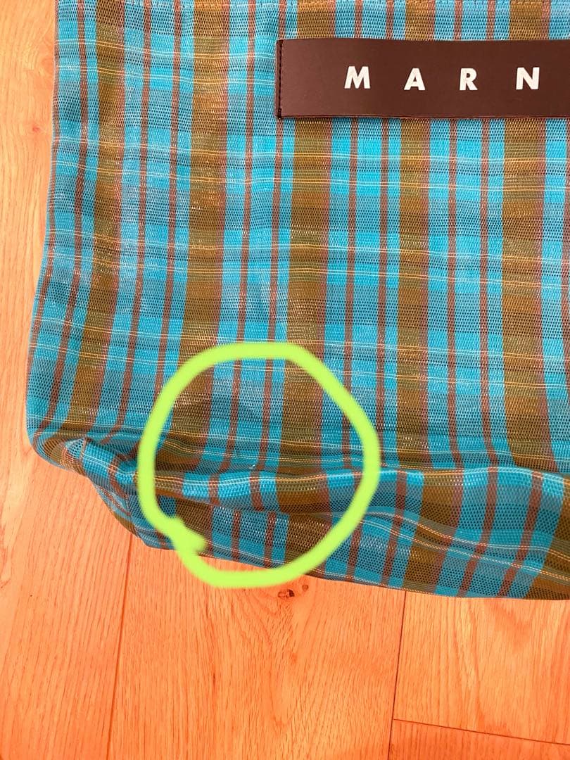 MARNI 青緑 チェック柄 トートバッグ