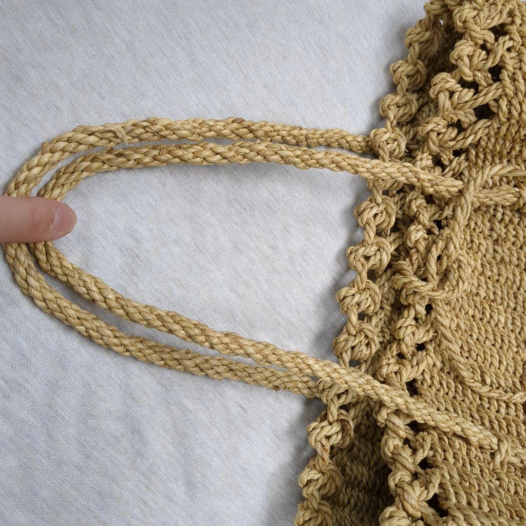 【値下げ】かごバッグ　草バック　手作り　ヒロロ　草編みバック