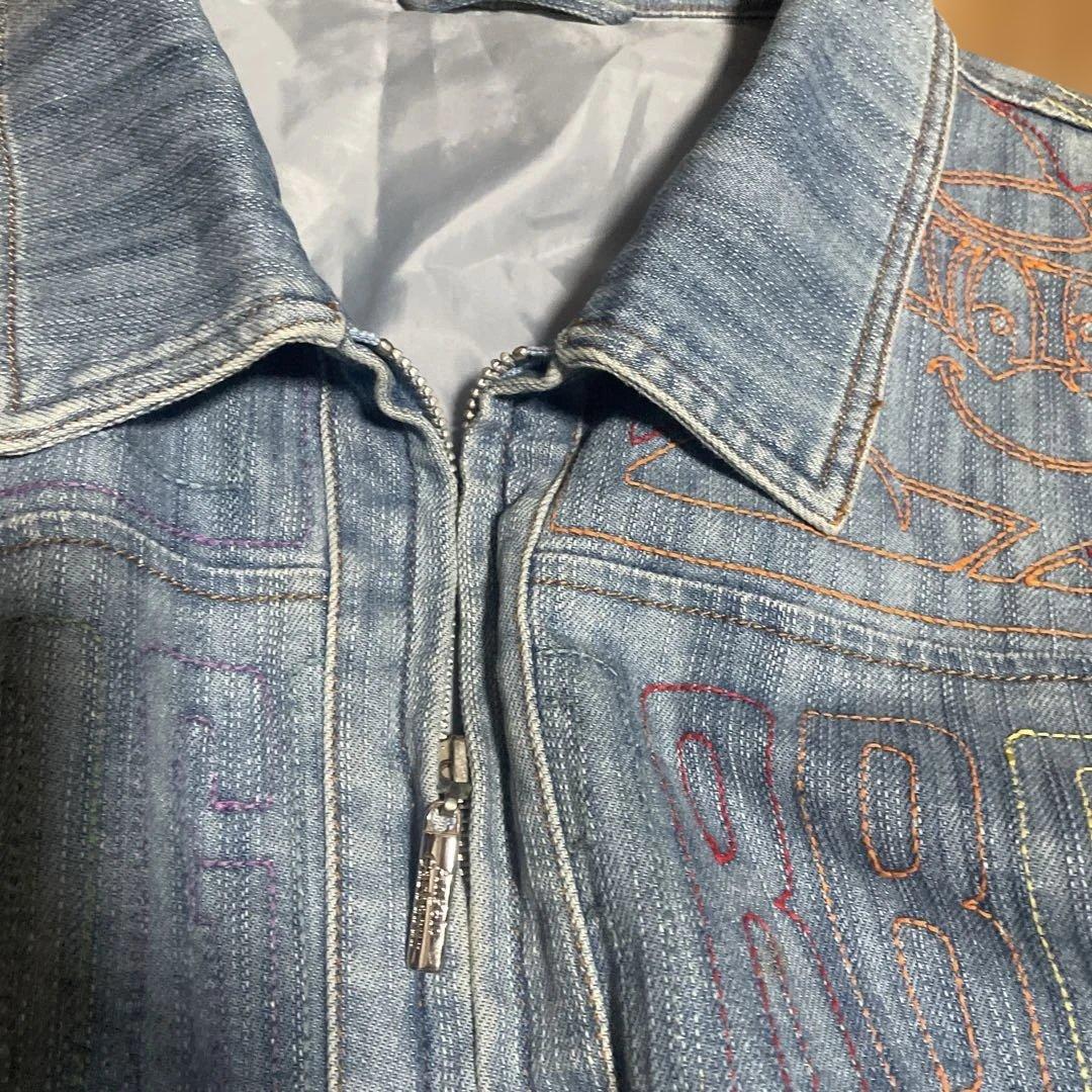 アンジェロ刺繍入りライトブルーデニムジャケットLL