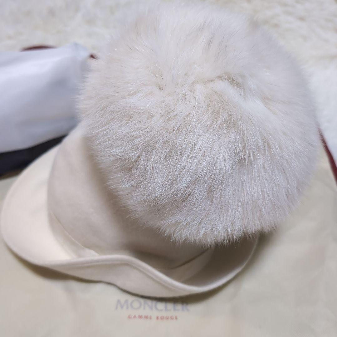 スノーホワイト❀MONCLER 国内正規品 フォックスファーウールハット