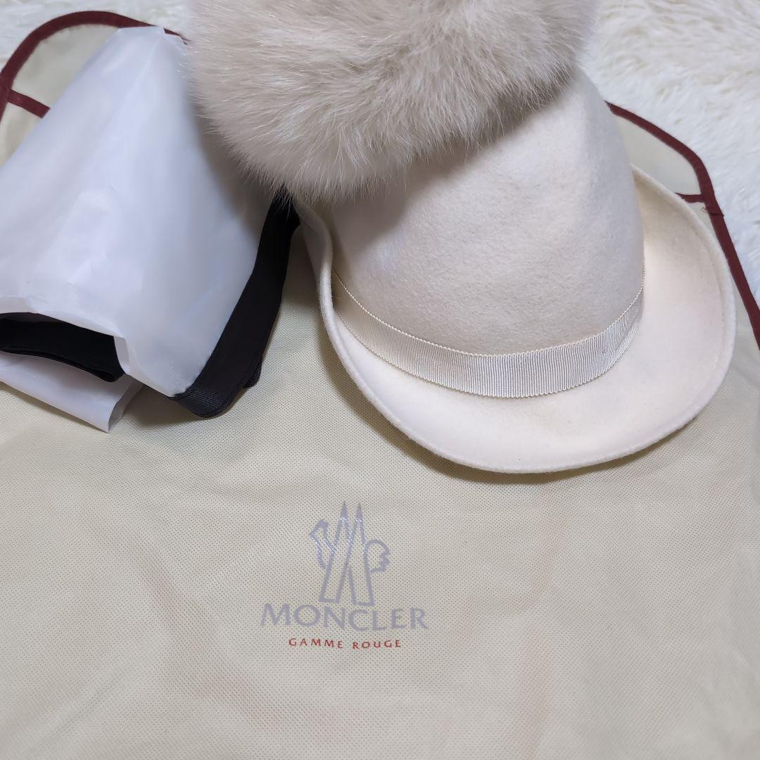 スノーホワイト❀MONCLER 国内正規品 フォックスファーウールハット