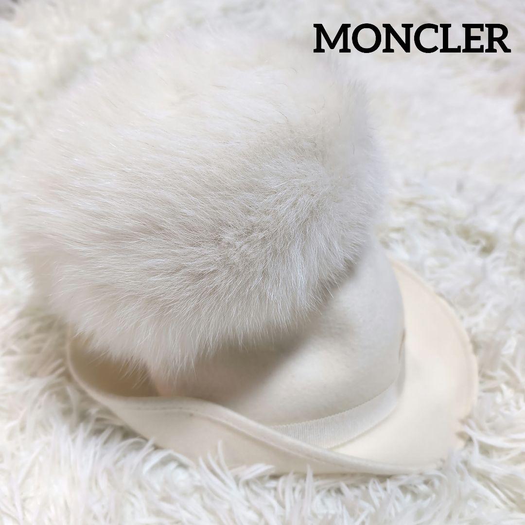 スノーホワイト❀MONCLER 国内正規品 フォックスファーウールハット