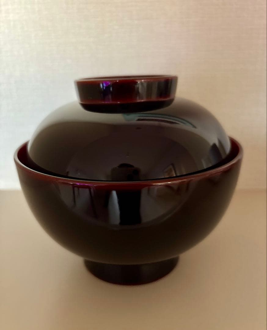 輪島塗 蓋付き汁椀 2客セット 赤黒 新品未使用