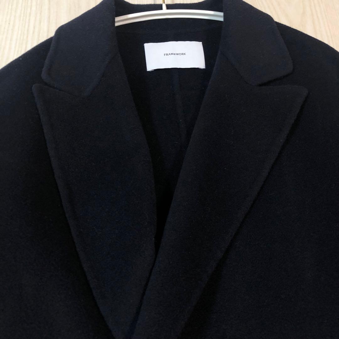 【フレームワーク】SUPER160sダブルブレストコート　ネイビー 38