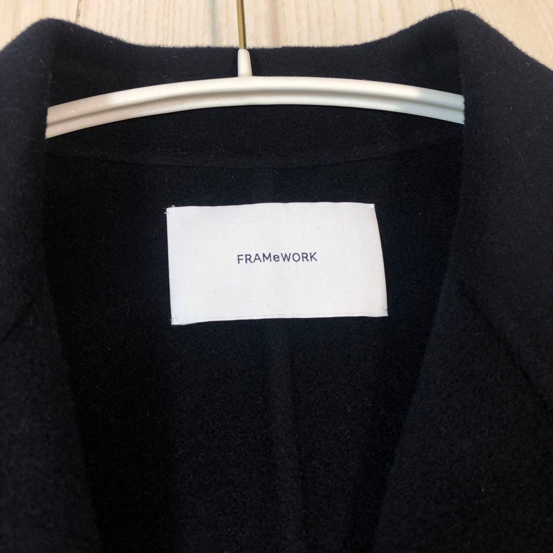 【フレームワーク】SUPER160sダブルブレストコート　ネイビー 38