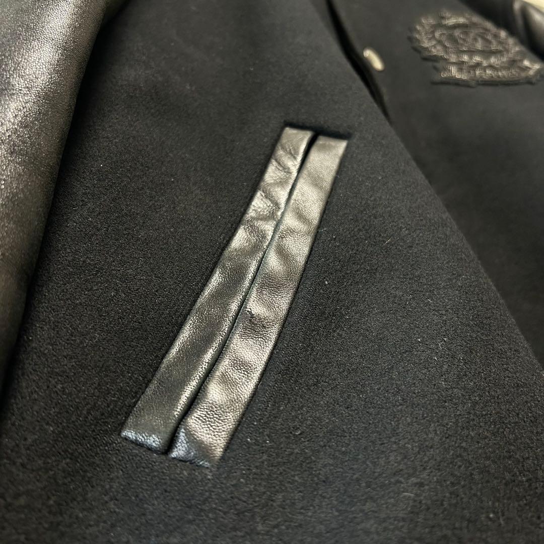 【最高峰】DRAWER 本革スタジャン　オールブラック　ウール/シルク混　38