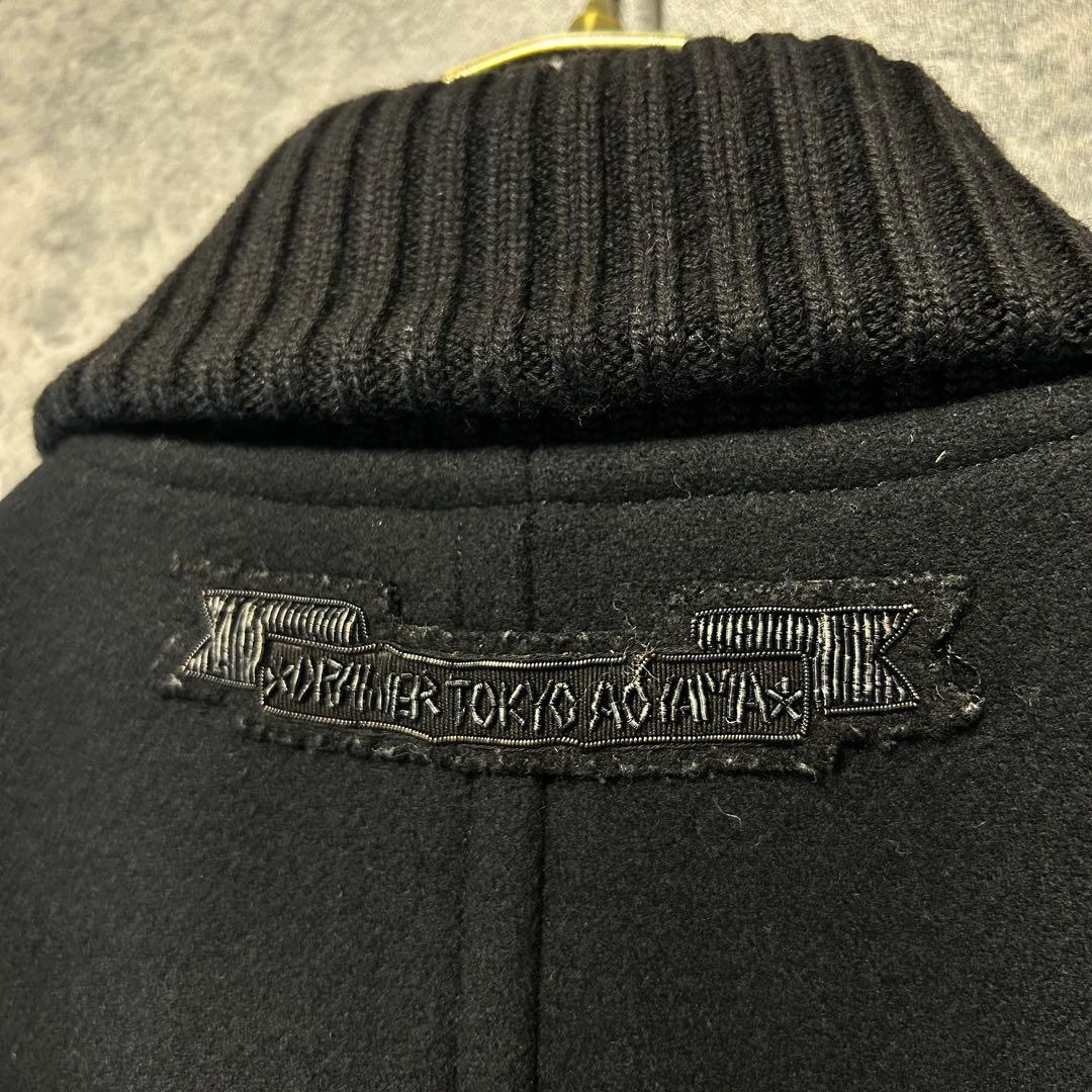 【最高峰】DRAWER 本革スタジャン　オールブラック　ウール/シルク混　38