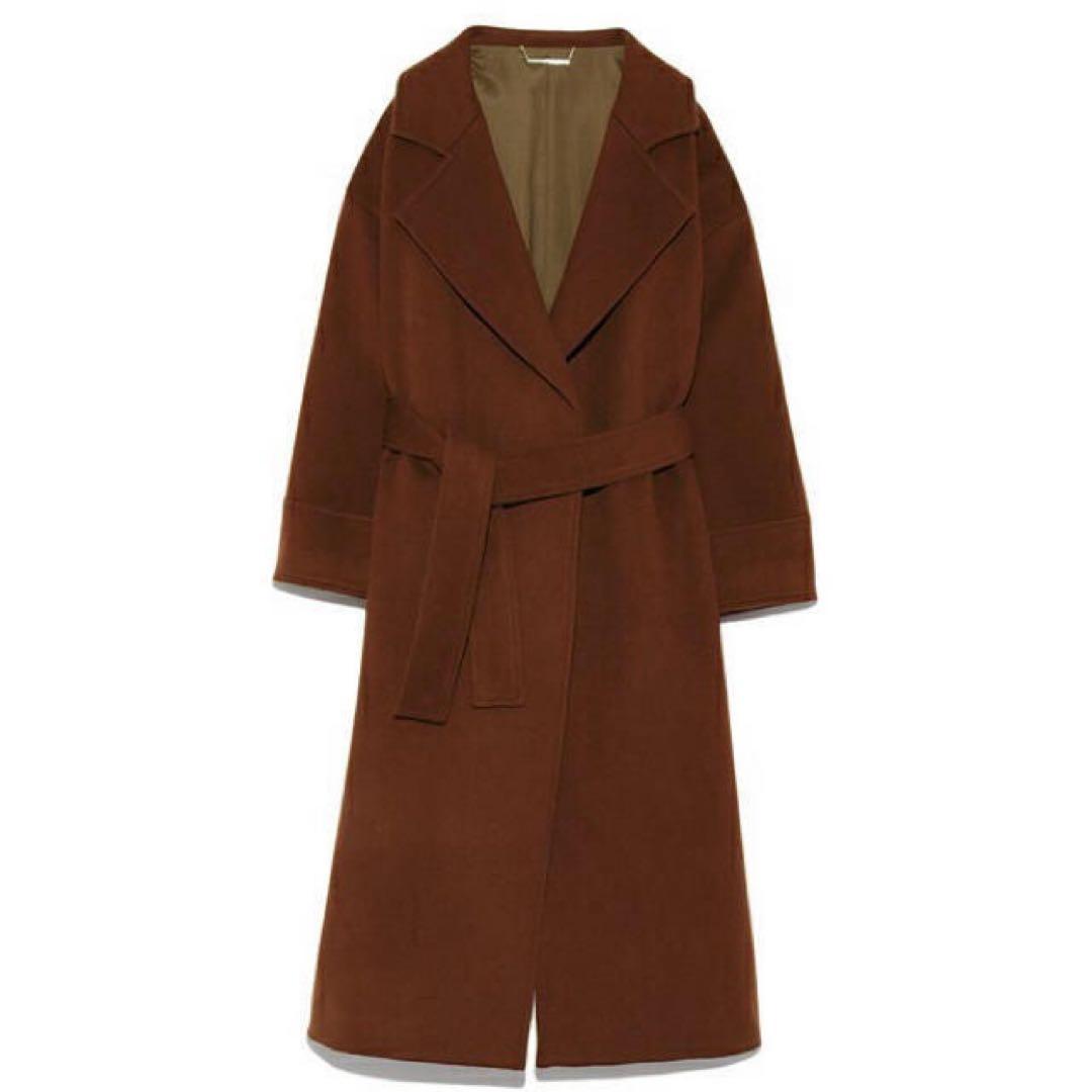 ミラオーウェン　ガウンコート　ピュアウール100% フリーサイズ　ブラウン