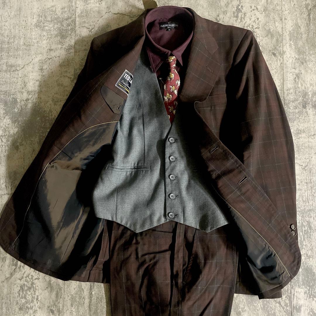 未使用 OLD GUCCI ネクタイ オッドベスト チェック柄 3ピース スーツ