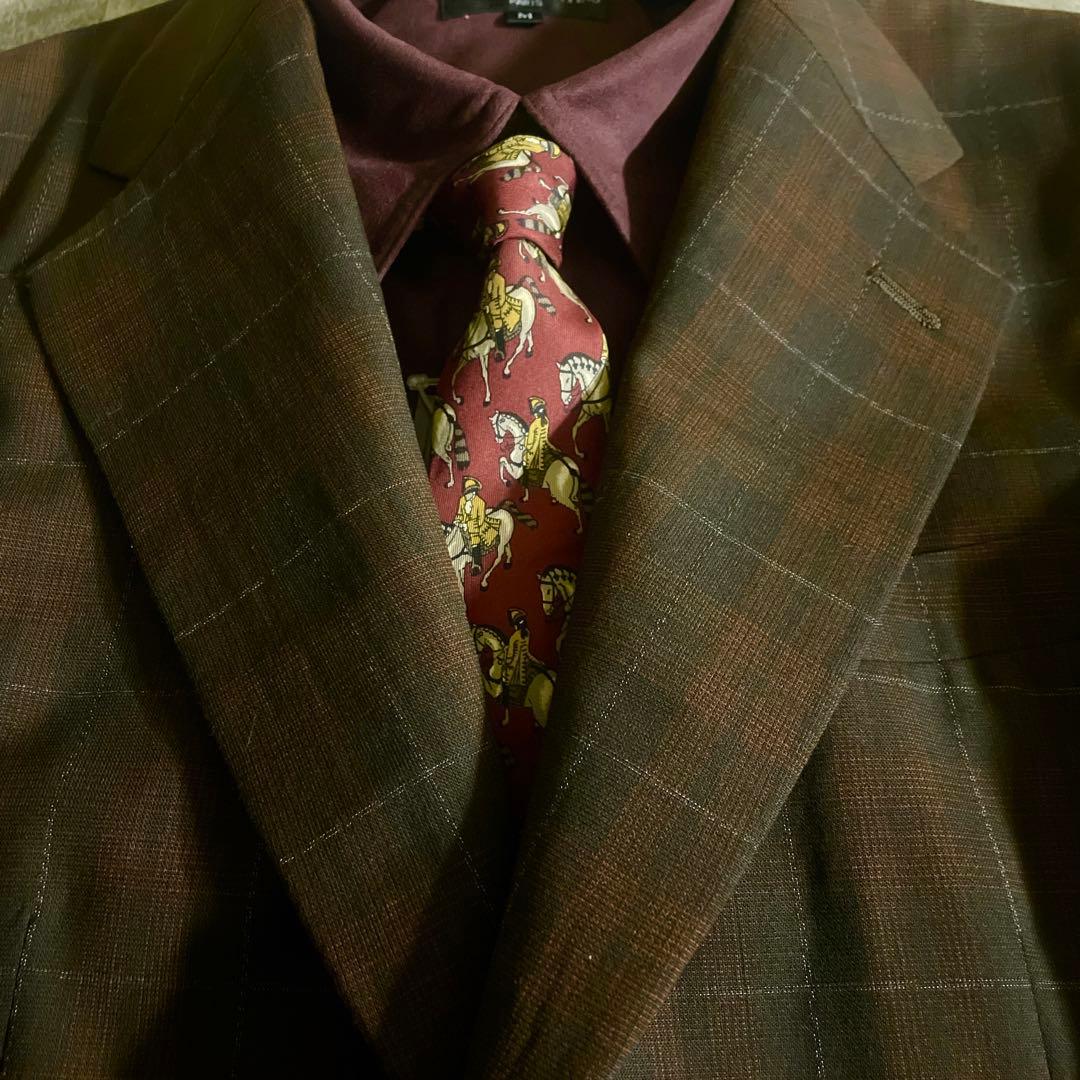 未使用 OLD GUCCI ネクタイ オッドベスト チェック柄 3ピース スーツ