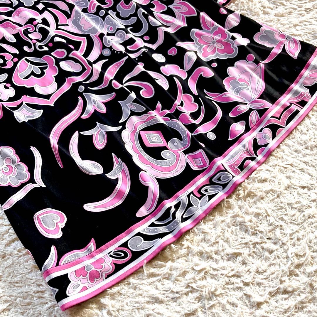 【現行タグ】レオナール カンカン チュニック フラワートリム 花柄 幾何学模様