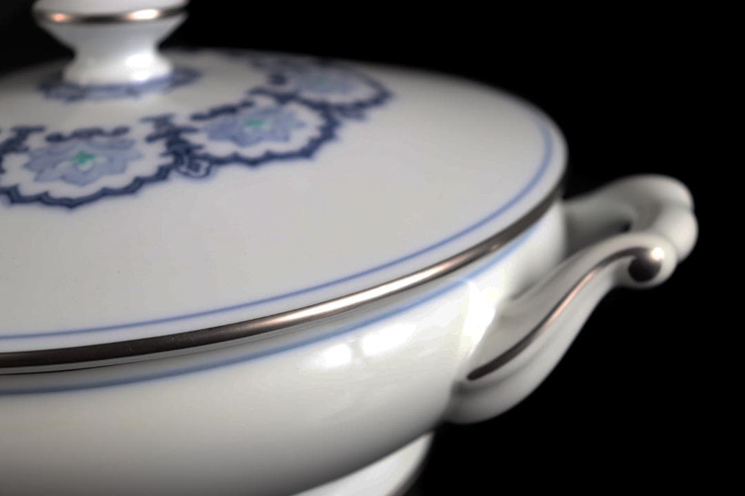 大倉陶園 呉須正倉院 スープチュリーン ソースボートプラチナ彩ハンドペイント