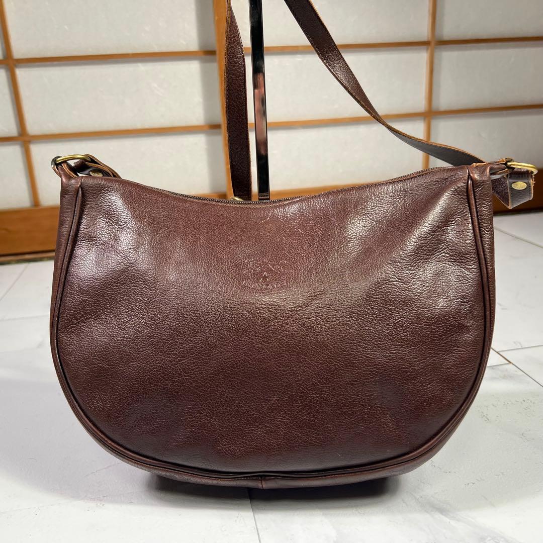L BISONTE イルビゾンテ ハーフムーン ショルダーバッグ ブラウン