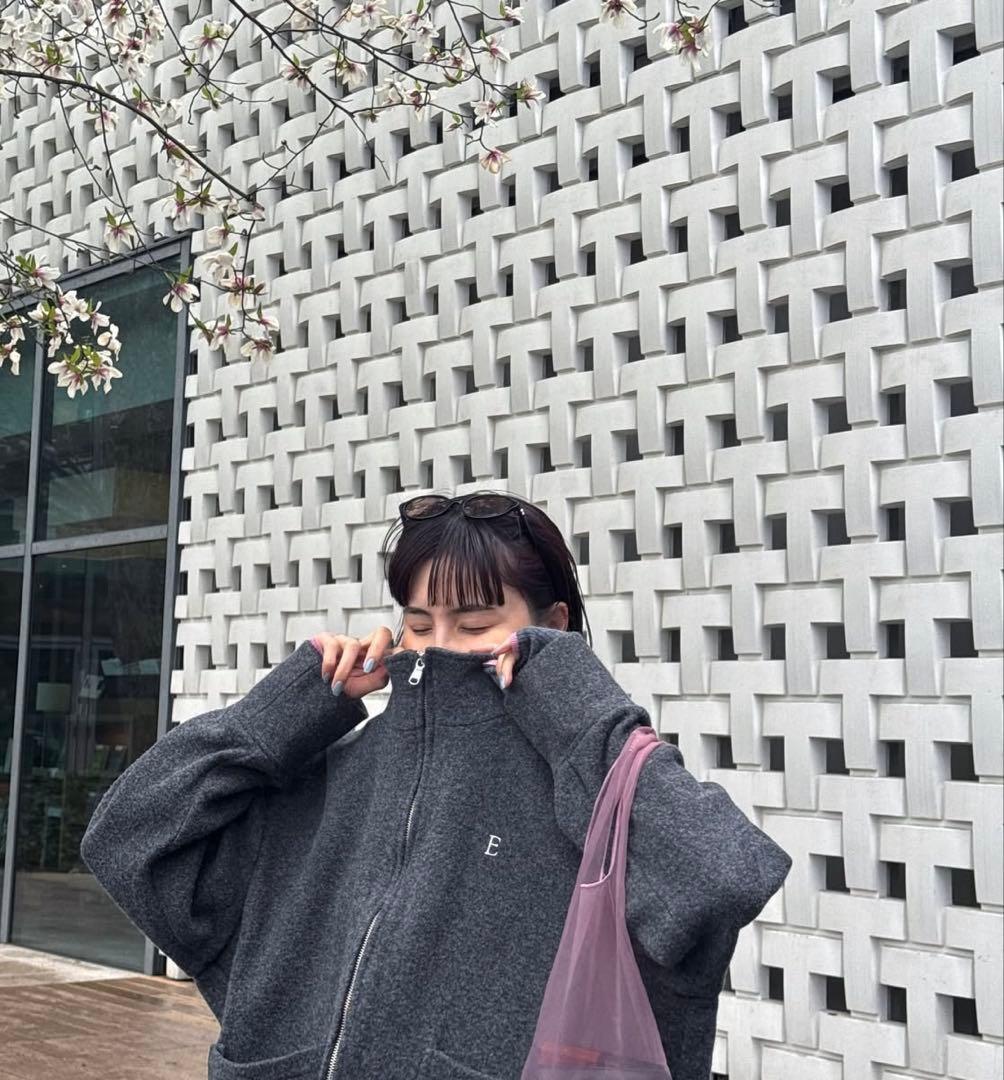 トップス Ernie Palo Wool boa zip blouson gray