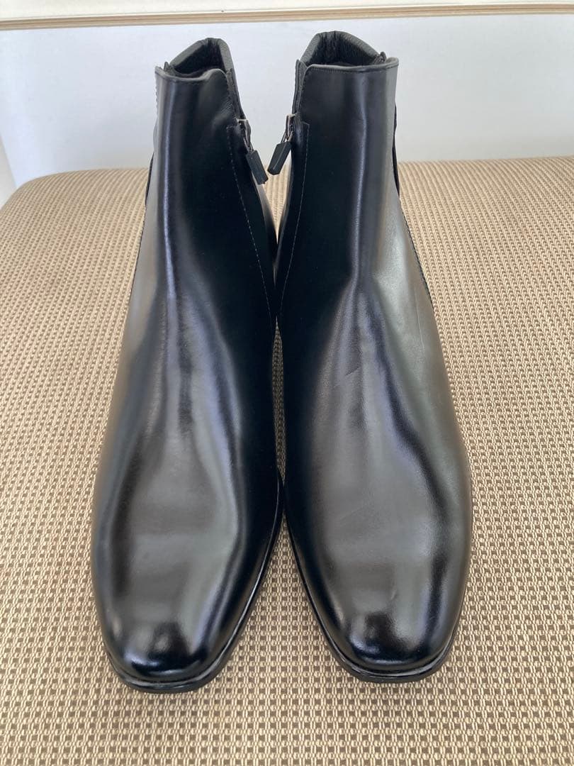 ブラックレザーショートブーツヒール5.0cm