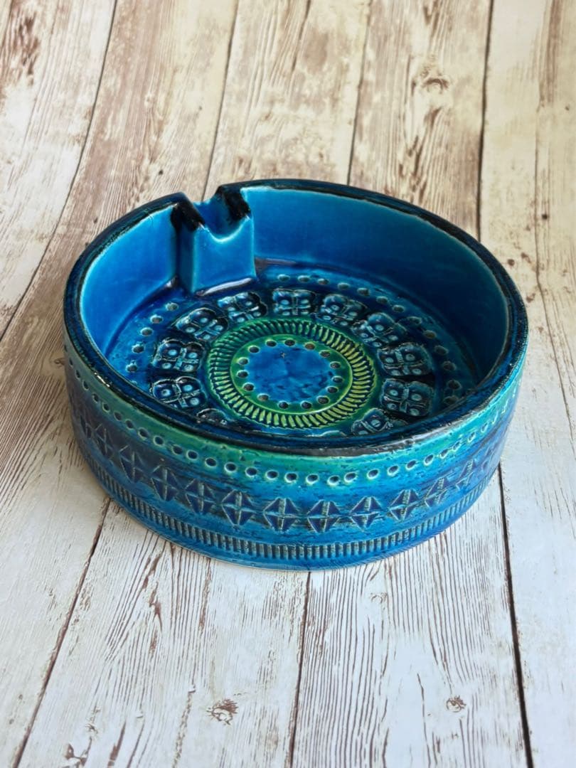 値下げ大特価⭐︎Bitossi（ビトッシ）FLAVIA青い猫の陶器置物＆灰皿