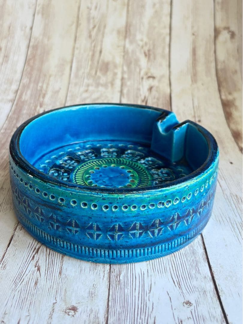 値下げ大特価⭐︎Bitossi（ビトッシ）FLAVIA青い猫の陶器置物＆灰皿