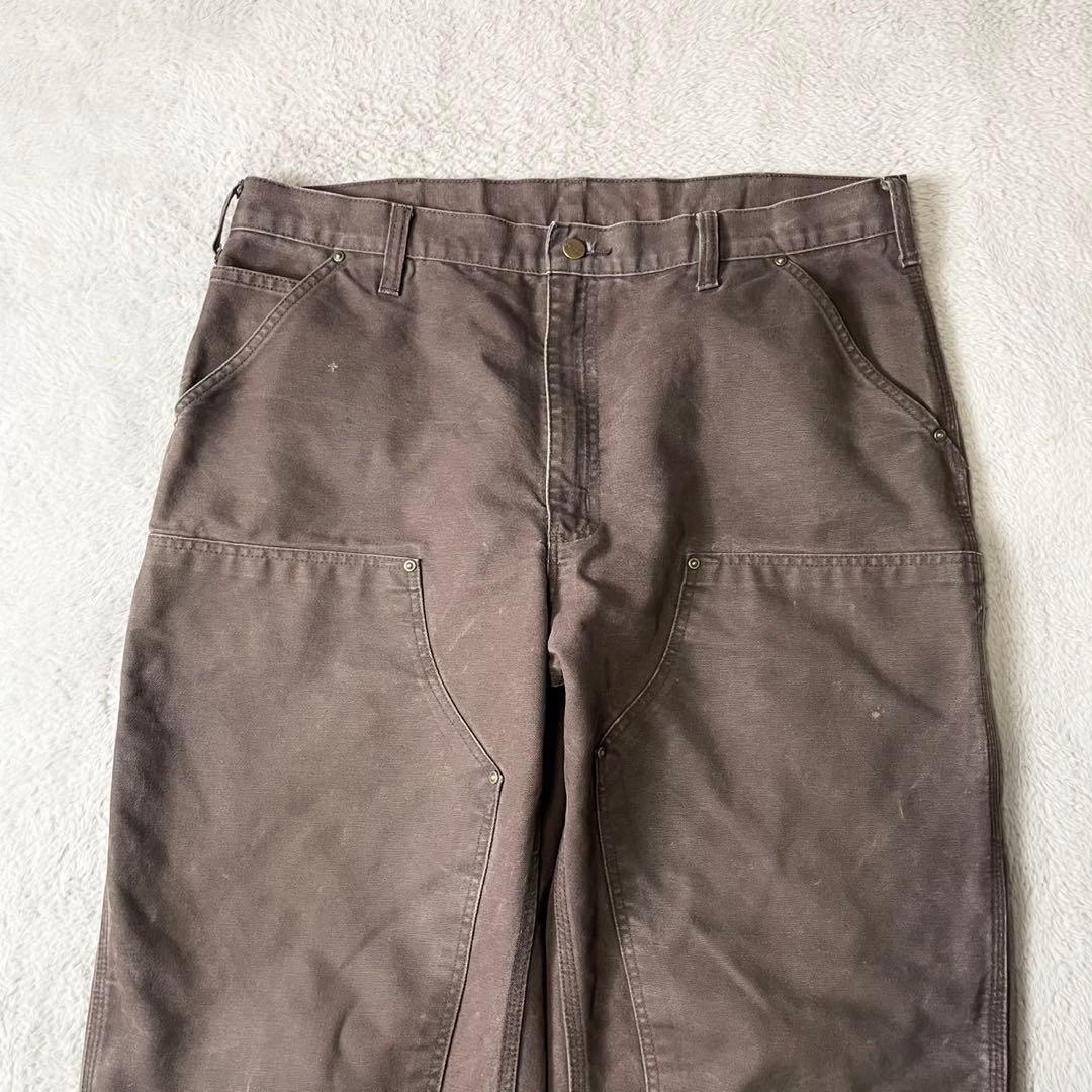 神フェード★カーハート ダブルニーダックパンツ 茶 38×34 デカ履きに抜群