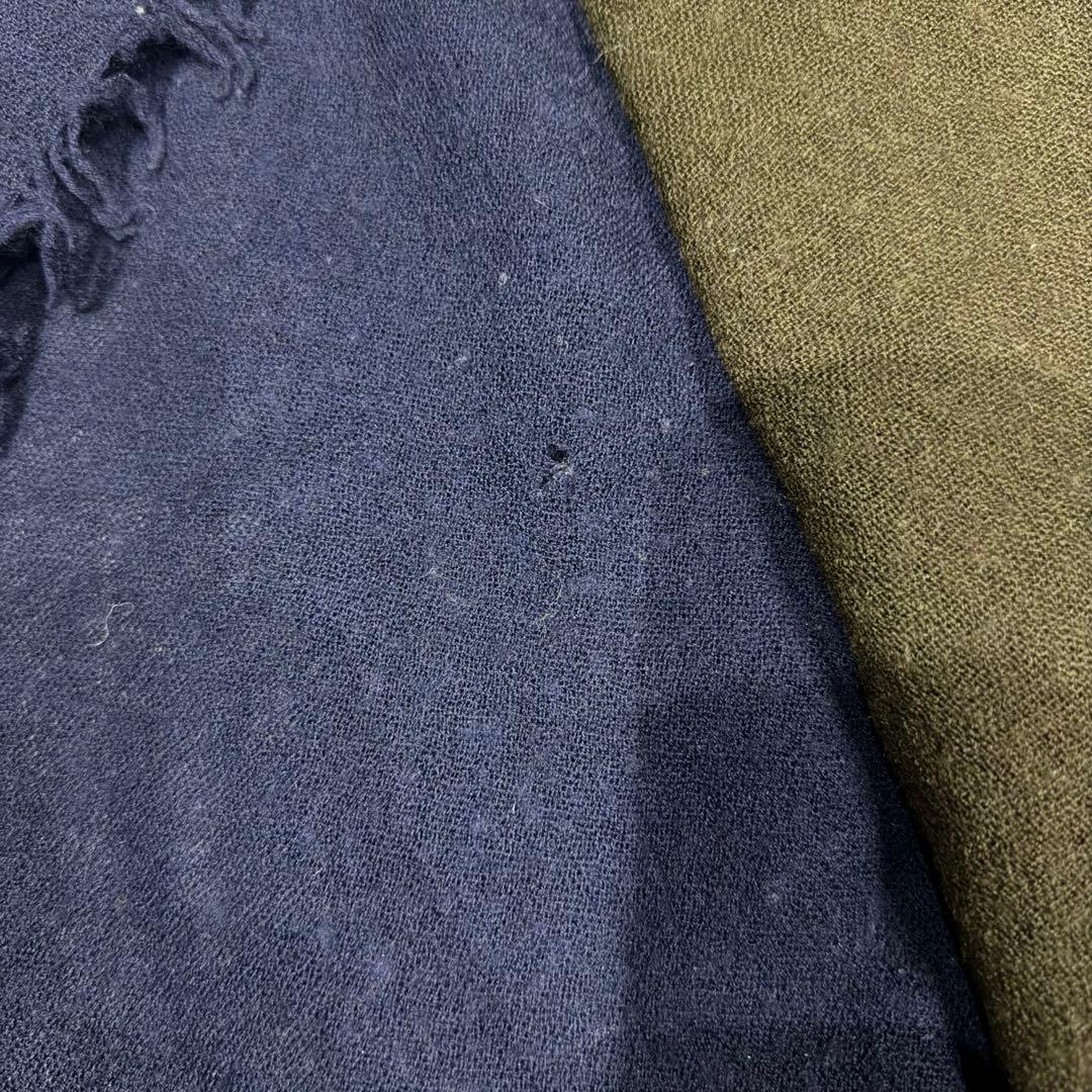 y's ダブル　レイヤード　ストール　ショール　ウール　チェック　ブラウン