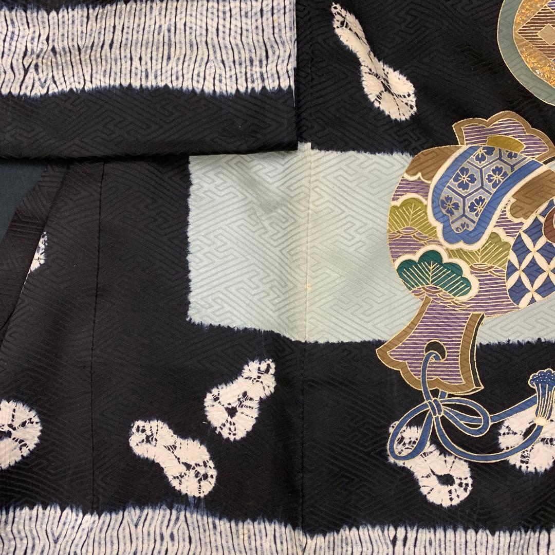 特別展示品☆新品正絹産着☆京友禅工芸染と絞り美術、特選龍兜に祝い小槌古典文