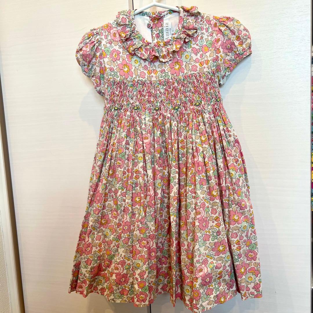 アマイアキッズ　Amaia kids リバティ　ワンピース　パフスリーブ　ピンク