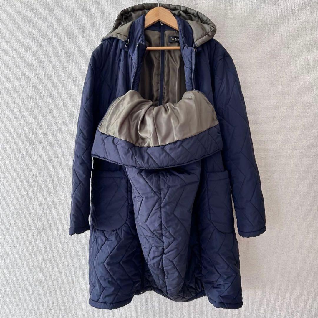 美品　Milk tea ステラ4way中綿ロングママコート　ネイビー　ダッカー
