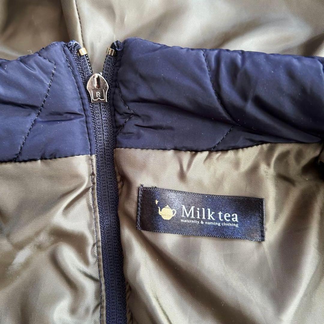 美品　Milk tea ステラ4way中綿ロングママコート　ネイビー　ダッカー