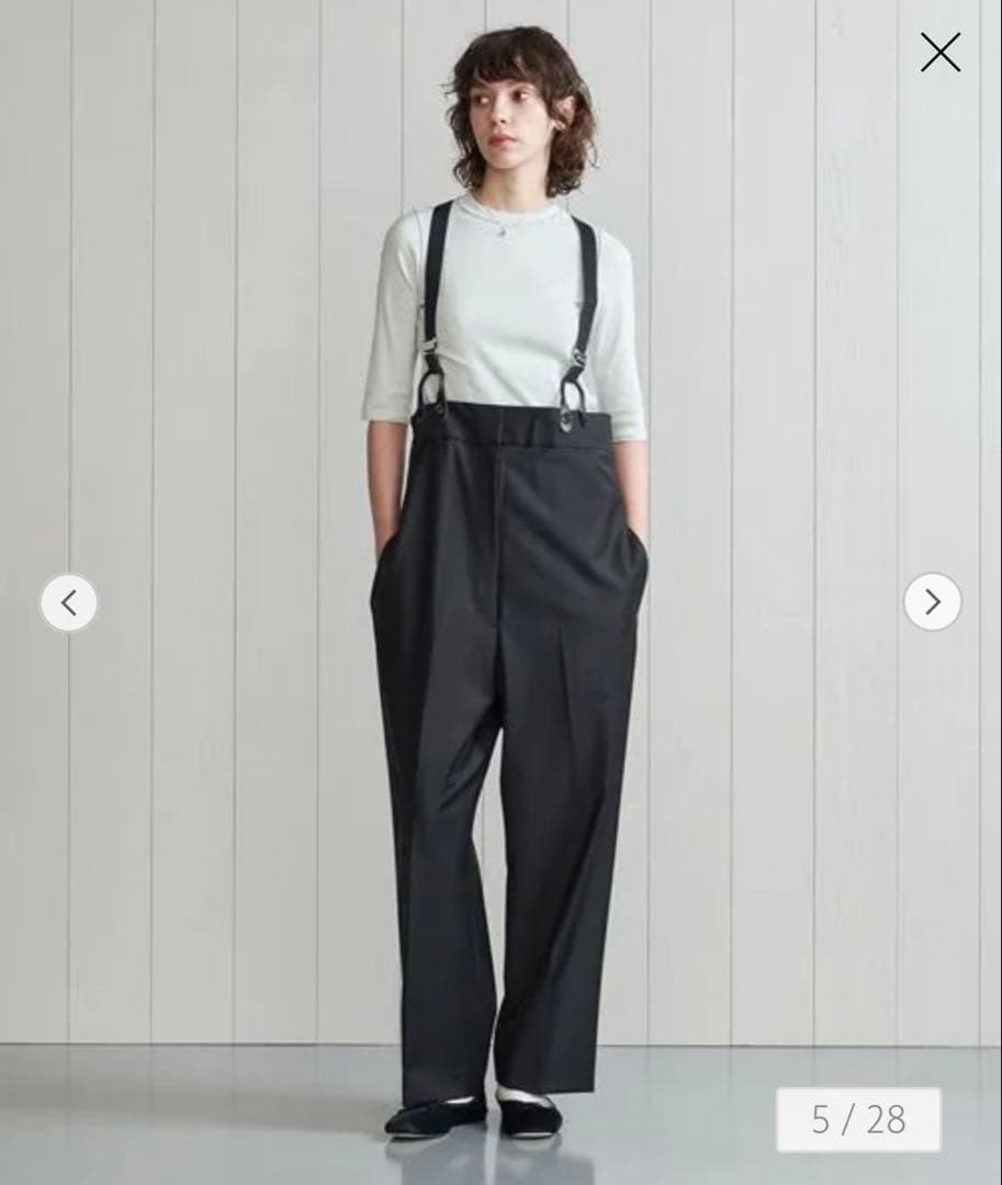 H BEAUTY＆YOUTH トロピカルサスペンダーパンツ　ブラック　M