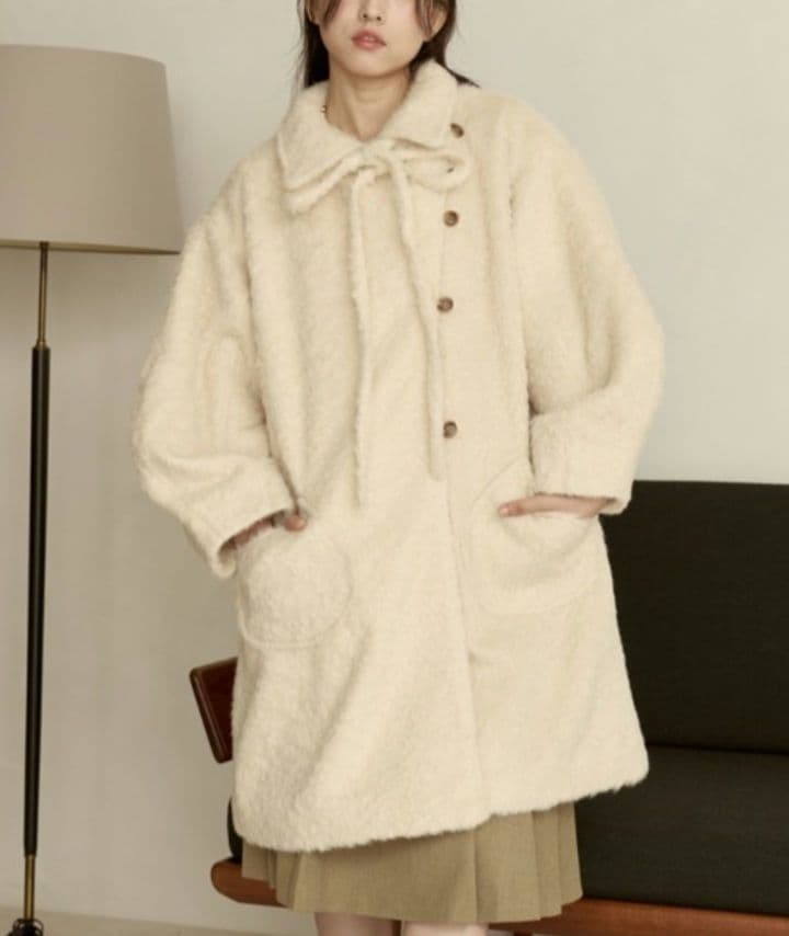 moi tytto シャギーメディ丈コート