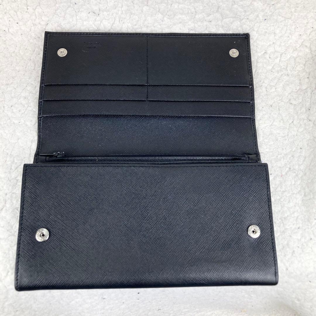 極美品✨プラダ 長財布 サフィアーノ 三角ロゴ プレート フラップ ブラック 黒