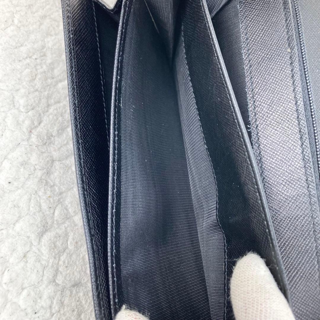 極美品✨プラダ 長財布 サフィアーノ 三角ロゴ プレート フラップ ブラック 黒