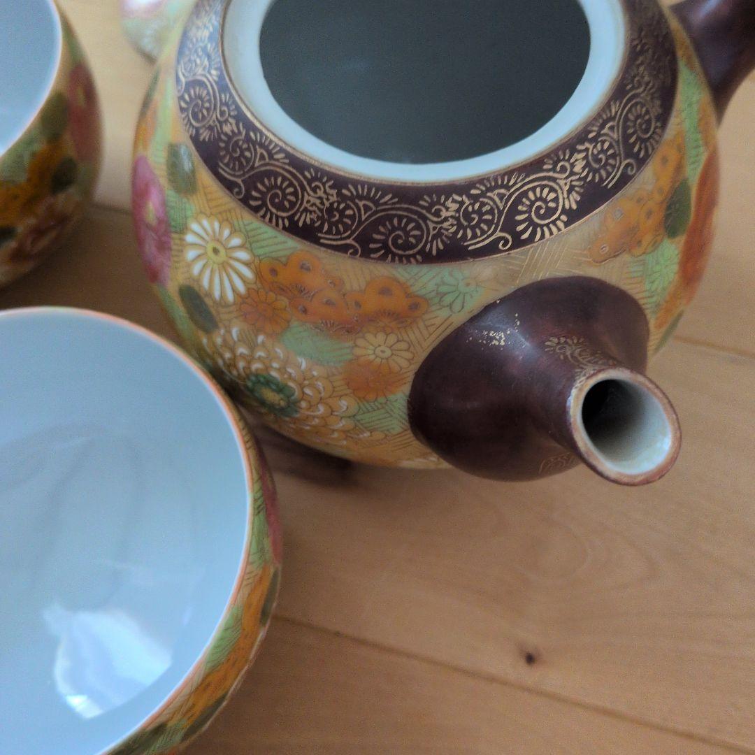 茶道具セット 花柄 陶器製 6点 九谷焼