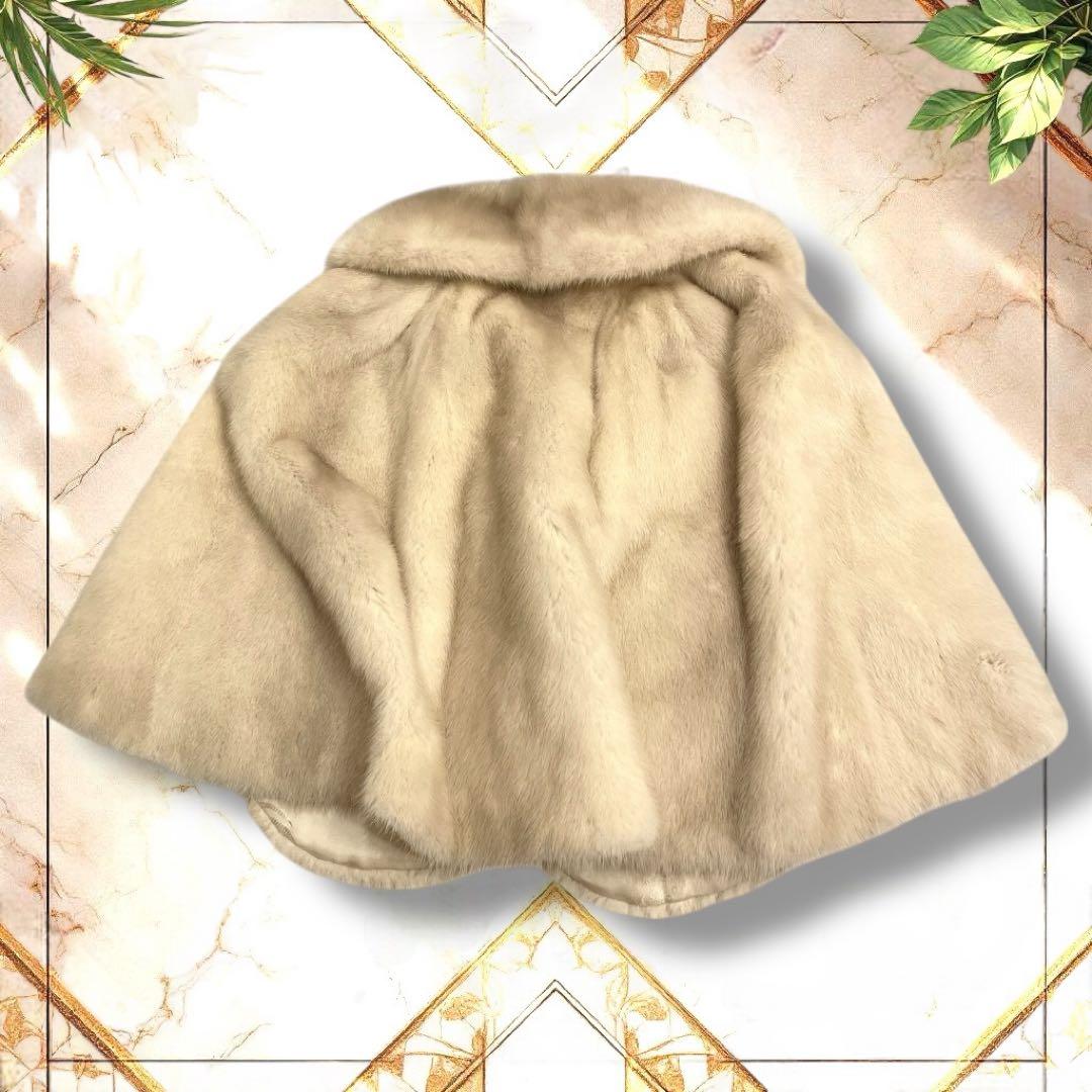 【高級✨】パールミンク リアルファー　ポンチョ ケープ　本毛皮　毛並み◎