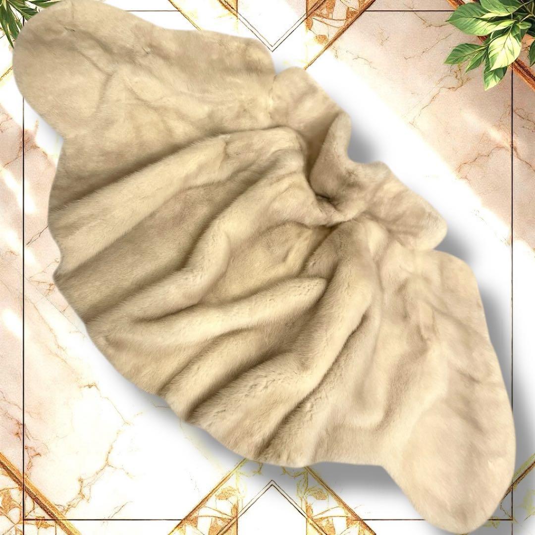 【高級✨】パールミンク リアルファー　ポンチョ ケープ　本毛皮　毛並み◎