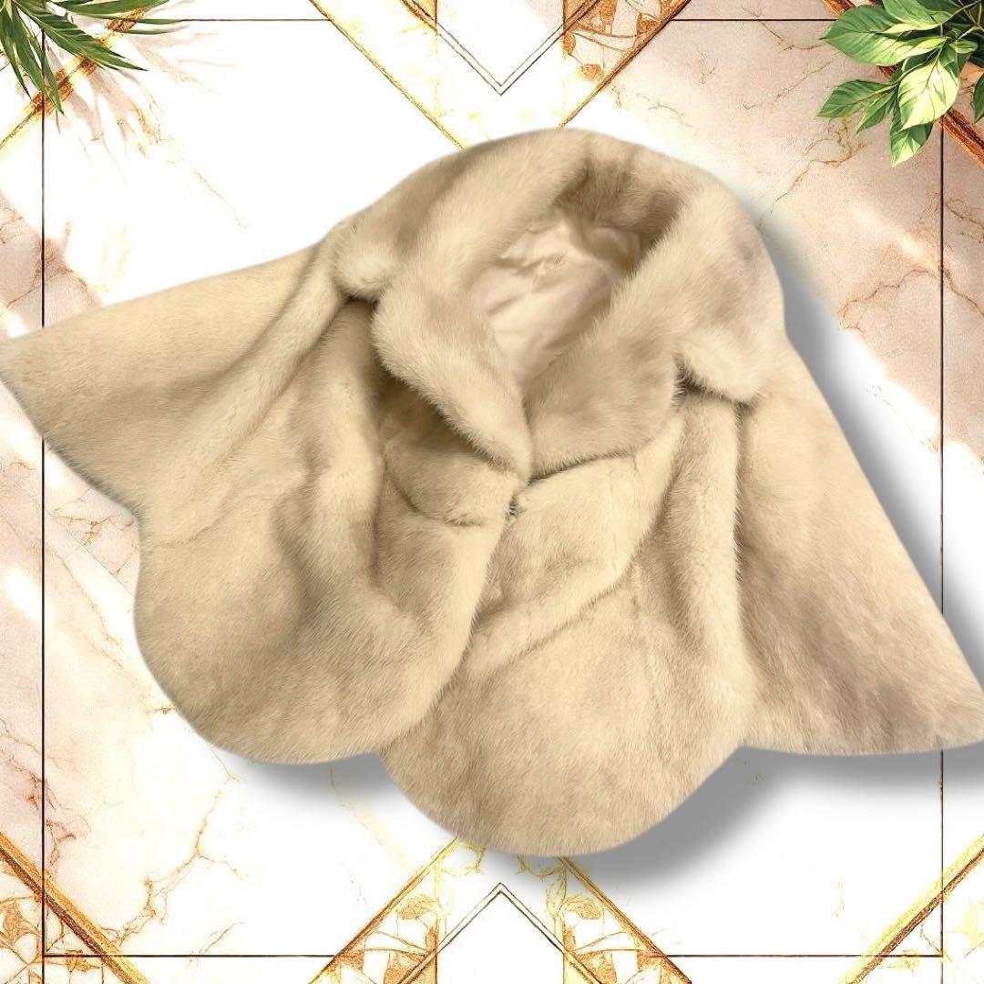 【高級✨】パールミンク リアルファー　ポンチョ ケープ　本毛皮　毛並み◎