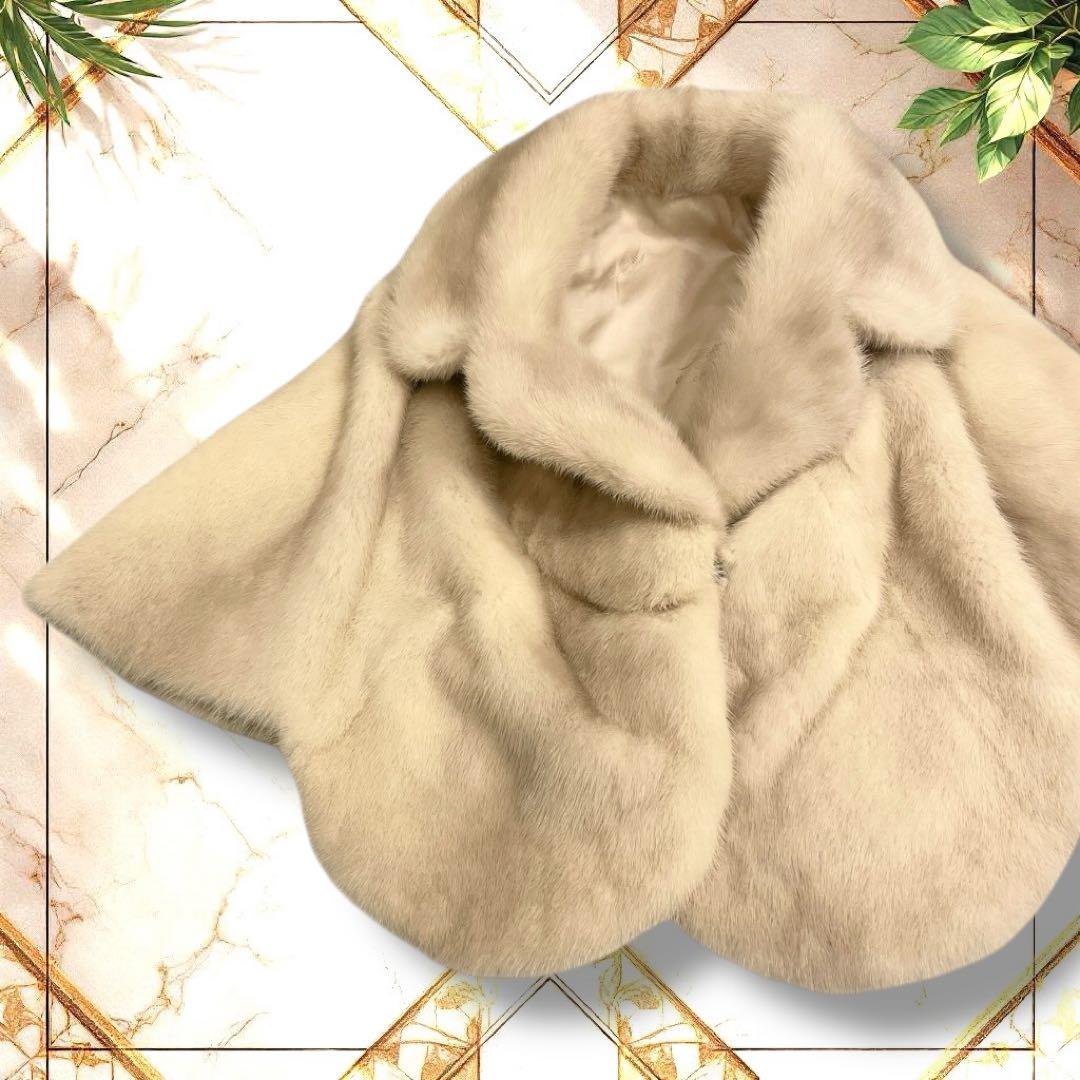 【高級✨】パールミンク リアルファー　ポンチョ ケープ　本毛皮　毛並み◎