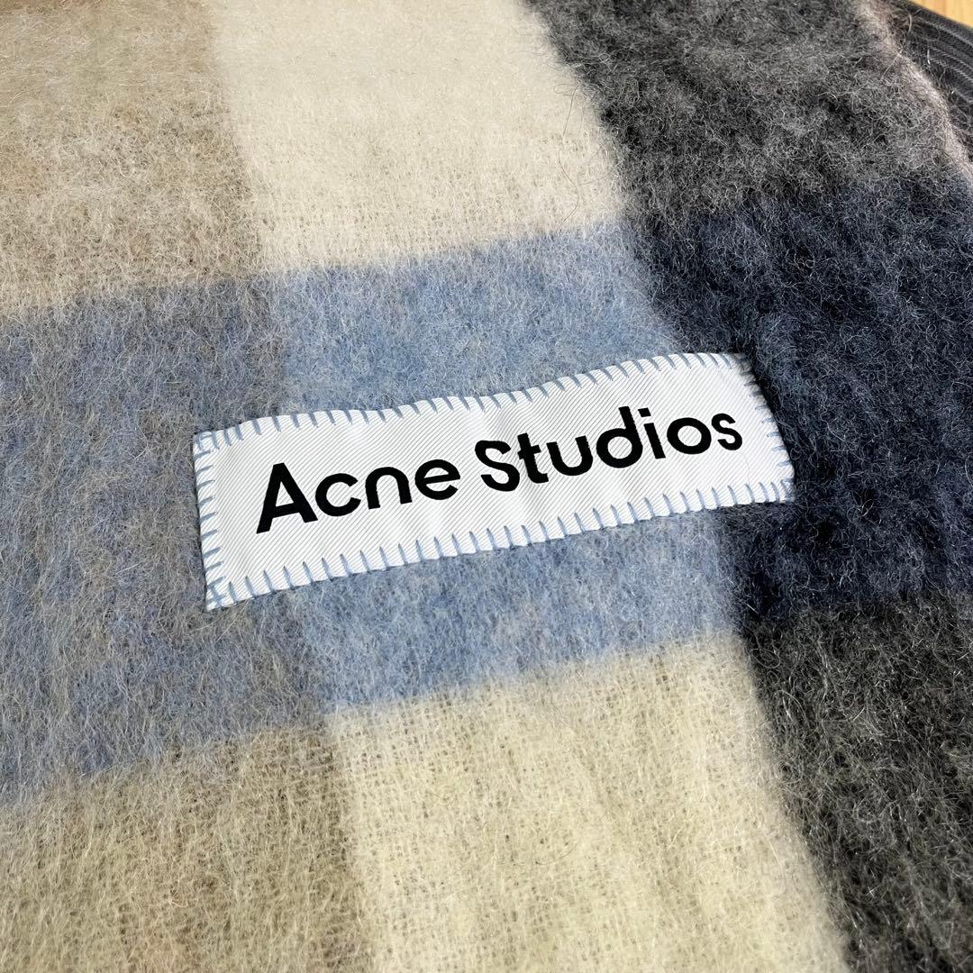 Acne Studious モヘアチェックスカーフ　マフラー
