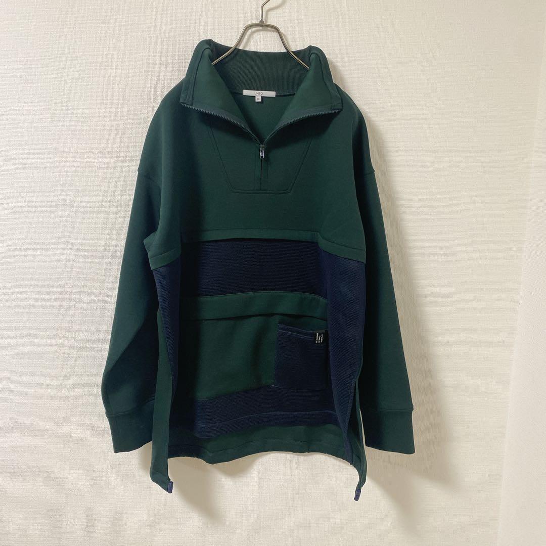 UN3D. ハーフジップメッシュスウェット グリーン 38 美品　アンスリード