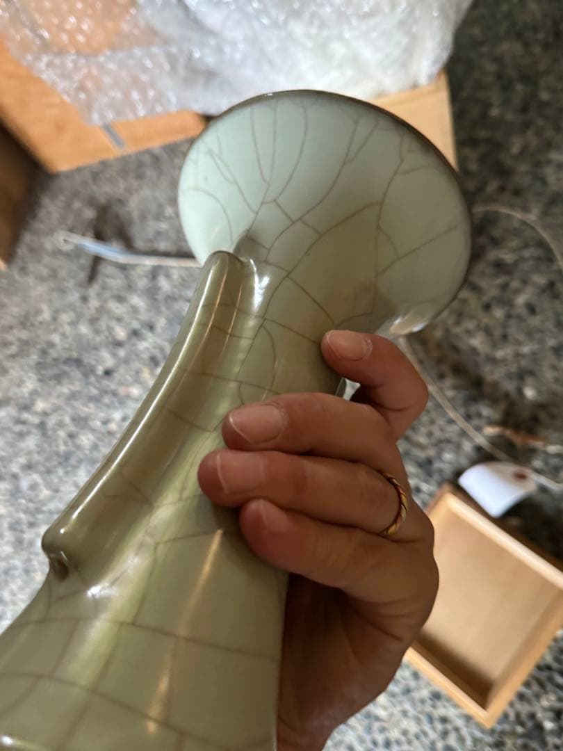 ‼️最後の値段‼️リサイクルFORT‼️9/13唐物買取11‼️北宋官窯青磁双耳瓶‼️箱入