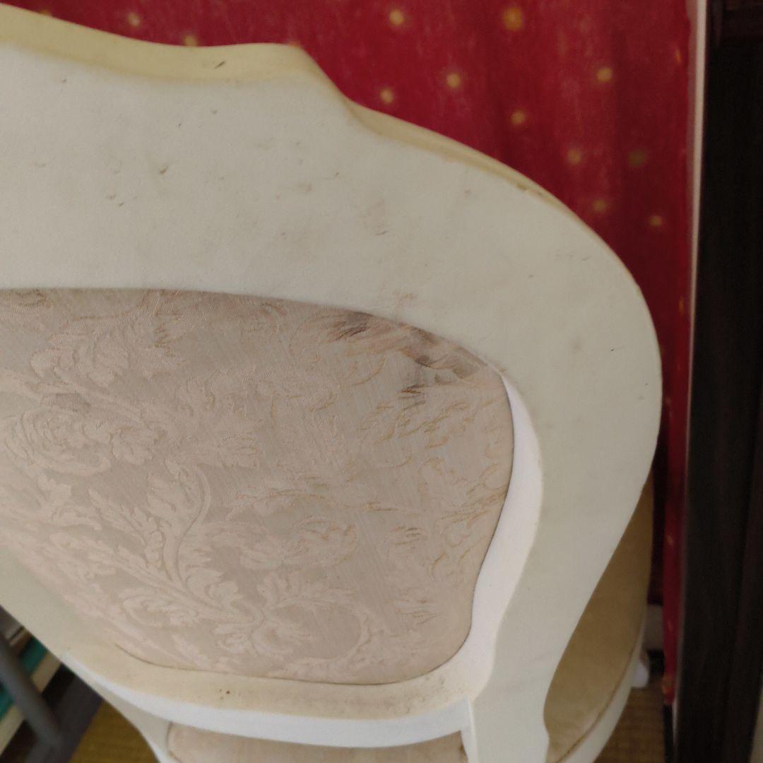 ロココ調　ホワイト クラシックチェア 使用感あり　ホワイト植木鉢金のなる木