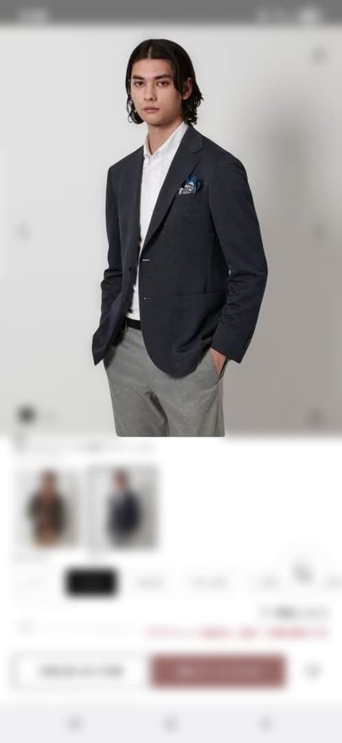 ハウンドトゥース テーラードジャケット48 ネイビー