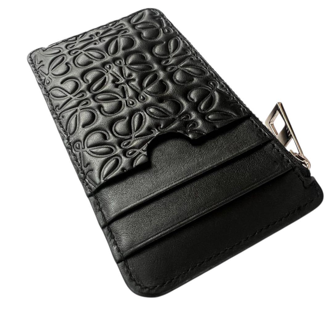 極美✨LOEWE ロエベケースフラグメント　リピートアナグラム黒ミニ財布