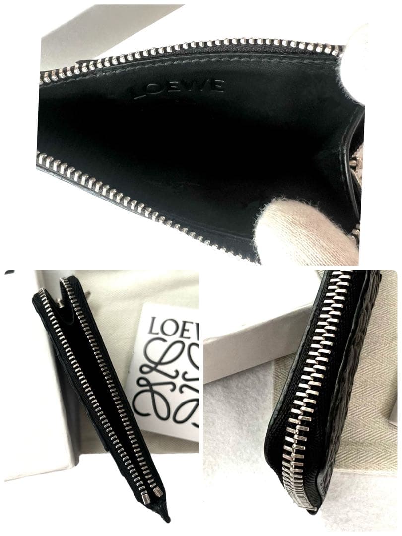 極美✨LOEWE ロエベケースフラグメント　リピートアナグラム黒ミニ財布