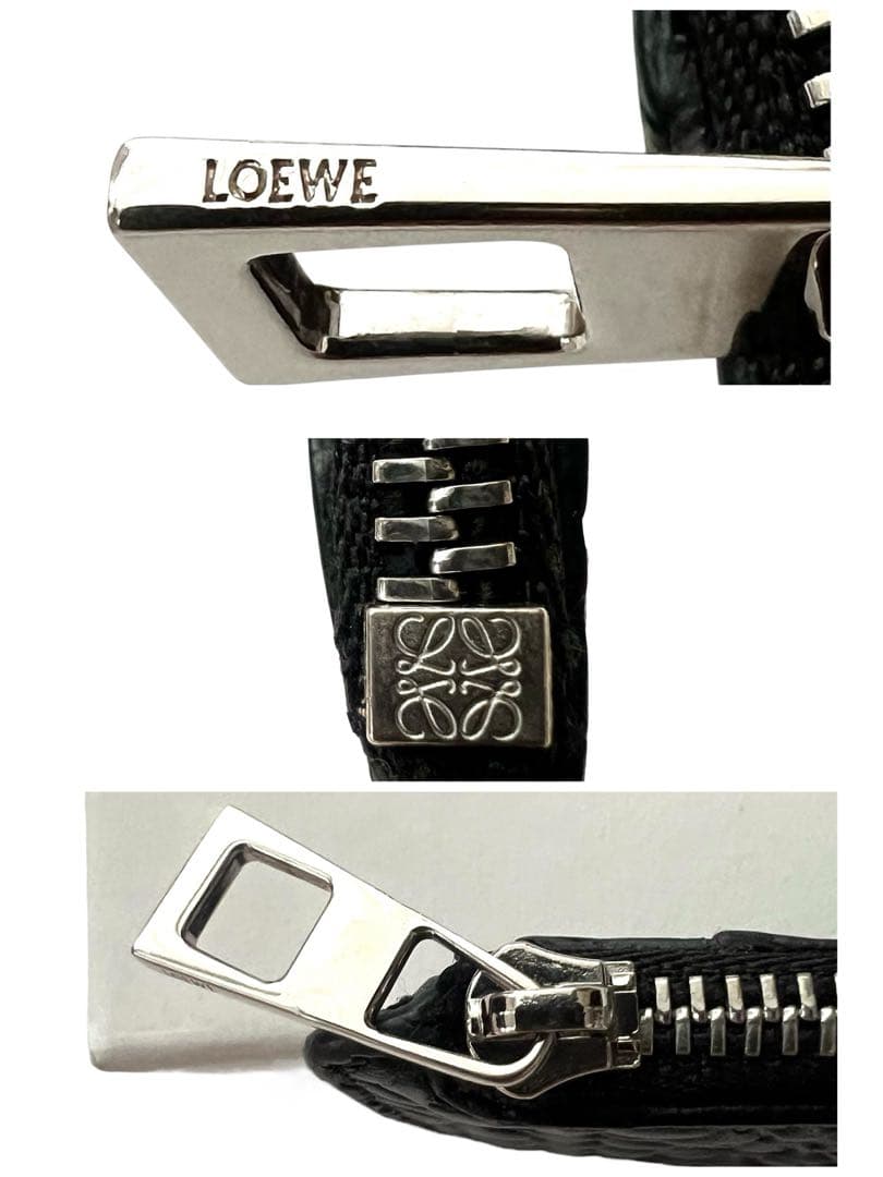 極美✨LOEWE ロエベケースフラグメント　リピートアナグラム黒ミニ財布