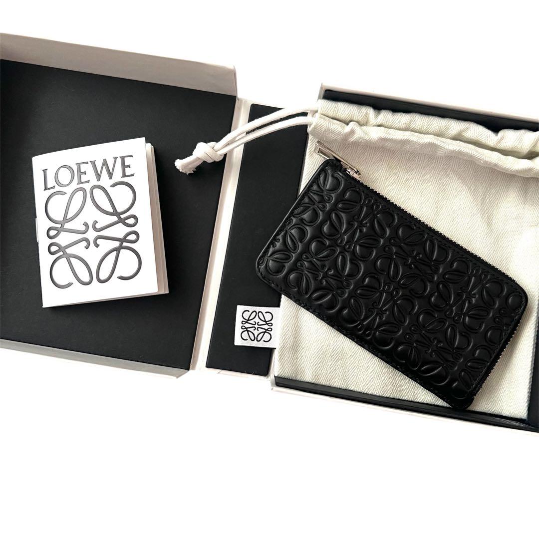 極美✨LOEWE ロエベケースフラグメント　リピートアナグラム黒ミニ財布