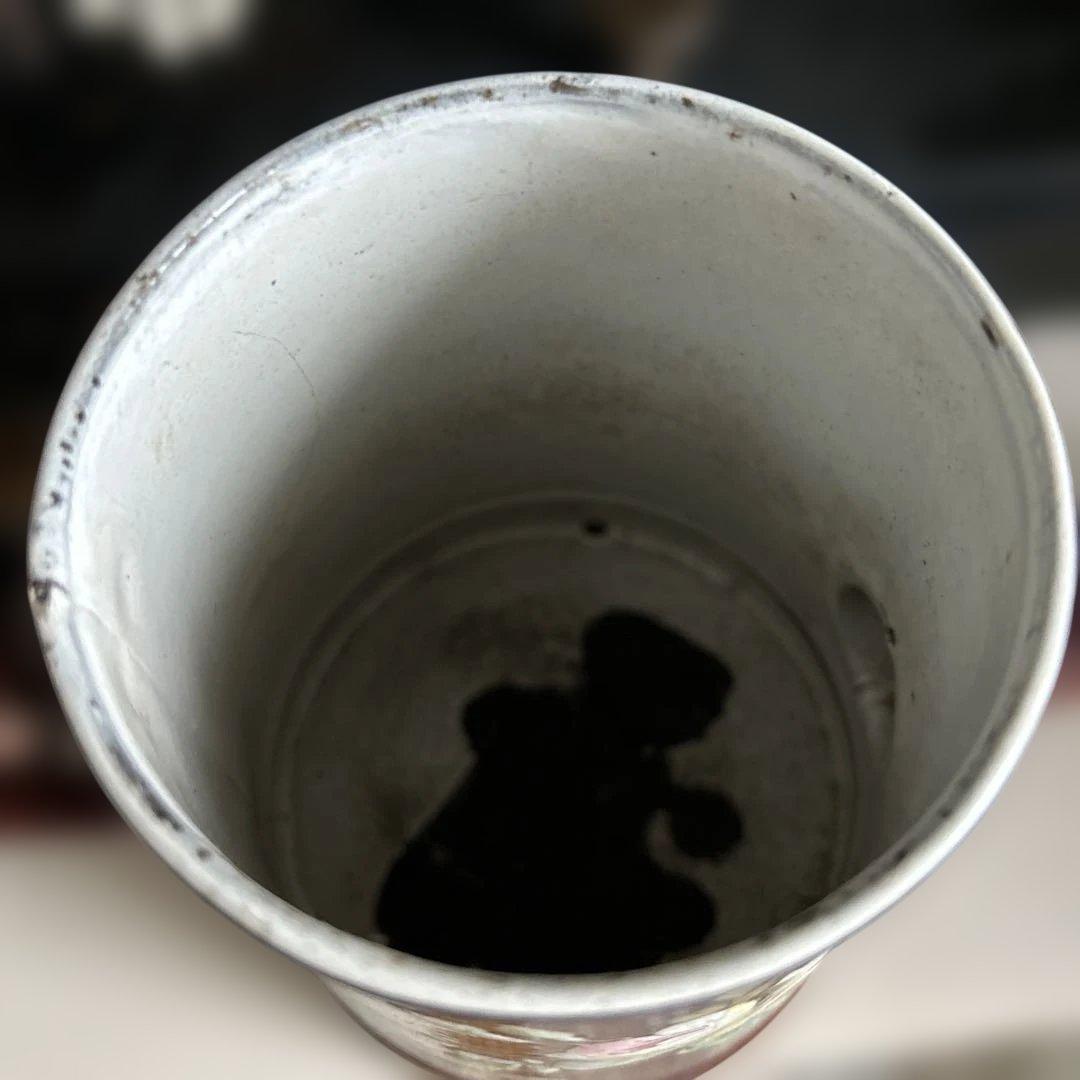 フランスイギリスアンティークホーローポット琺瑯ホウロウ手描き手書きエナメル茶色