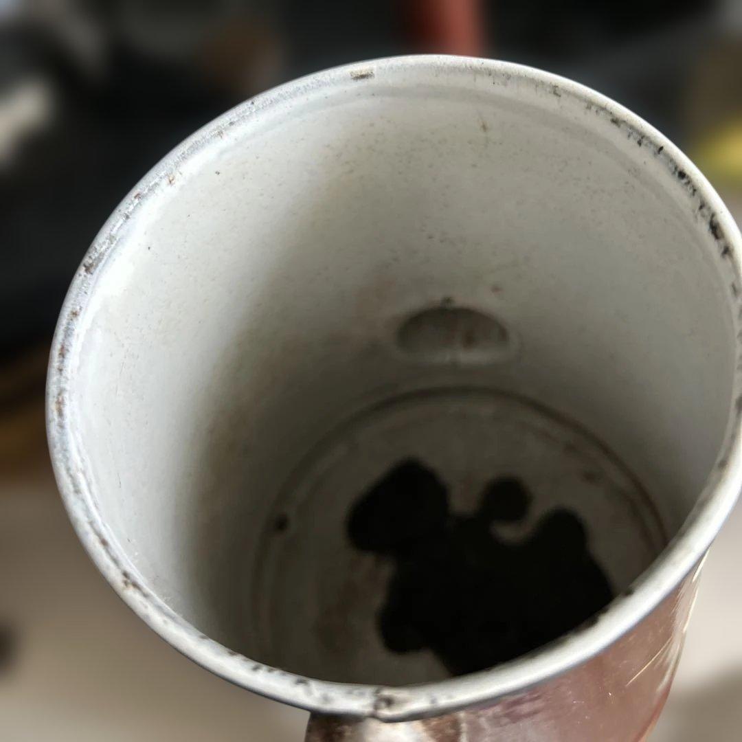 フランスイギリスアンティークホーローポット琺瑯ホウロウ手描き手書きエナメル茶色