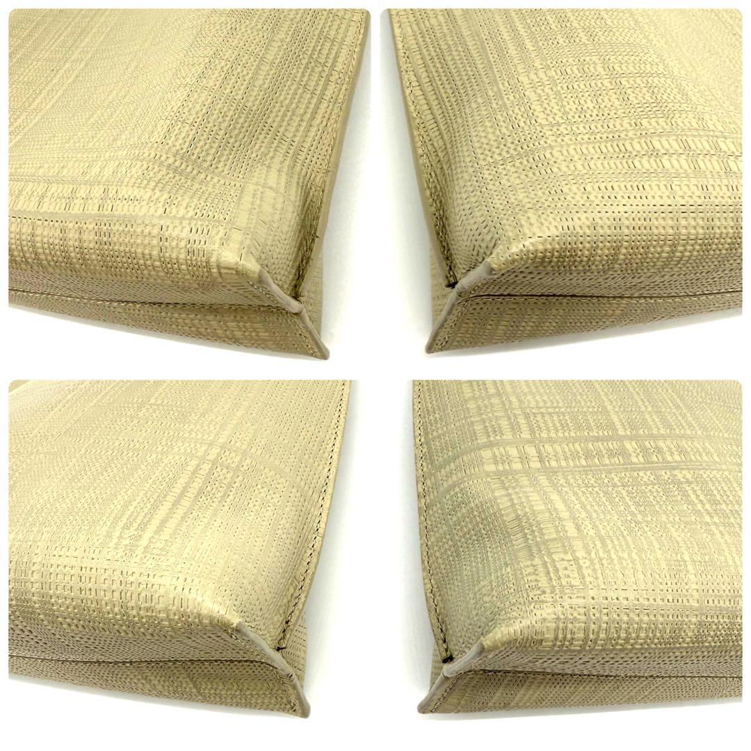 ★未使用級★LOEWE ロエベ クラッチバッグ 自立 リネン アナグラム トープ