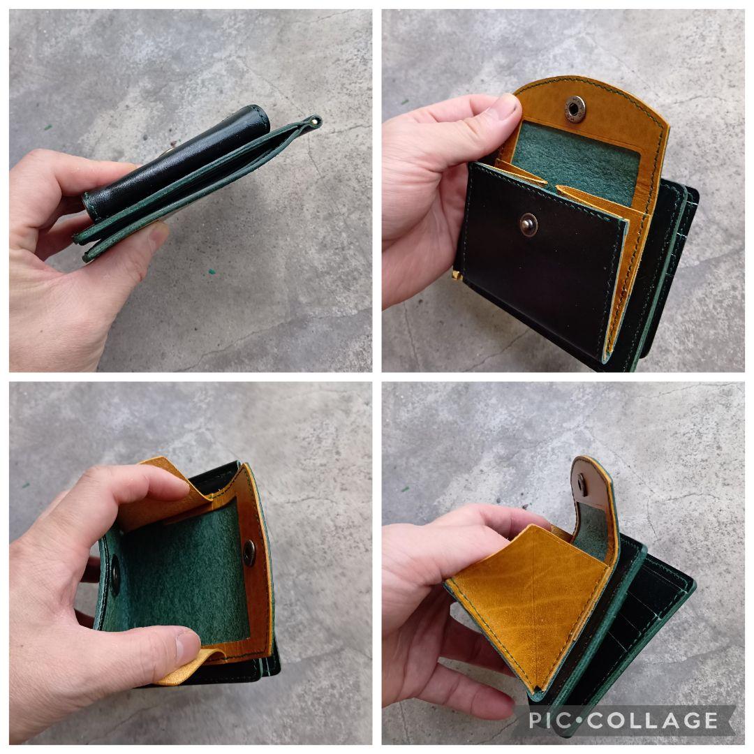 【ハンドメイド】（革の宝石）ルガトーレザーの小銭入れ付きマネークリップ