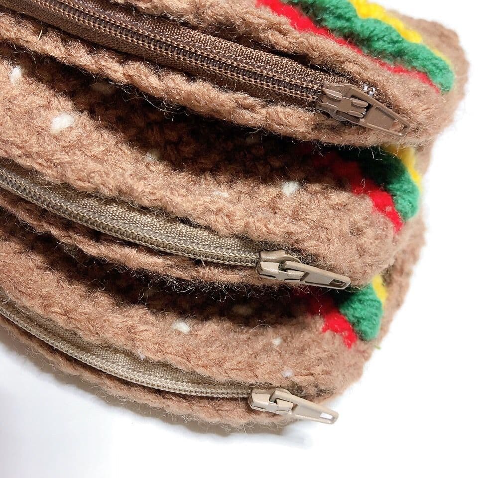 【ハタス】ハンバーガー型かぎ針編みポーチ　ハンドメイド